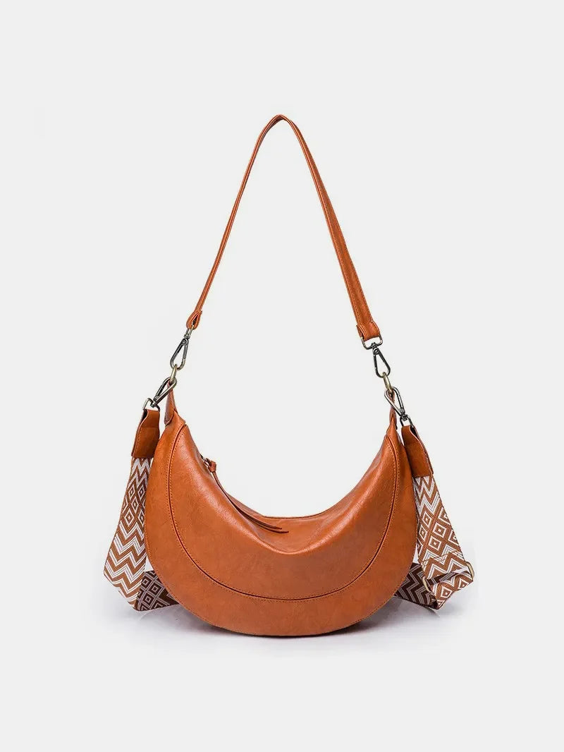 Women's Leather Crossbody Bag with Removable Strap - Terracotta