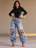 Women's Oversized Distressed Jeans