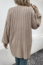 Women's Long Open Front Knit Cardigan with Pockets