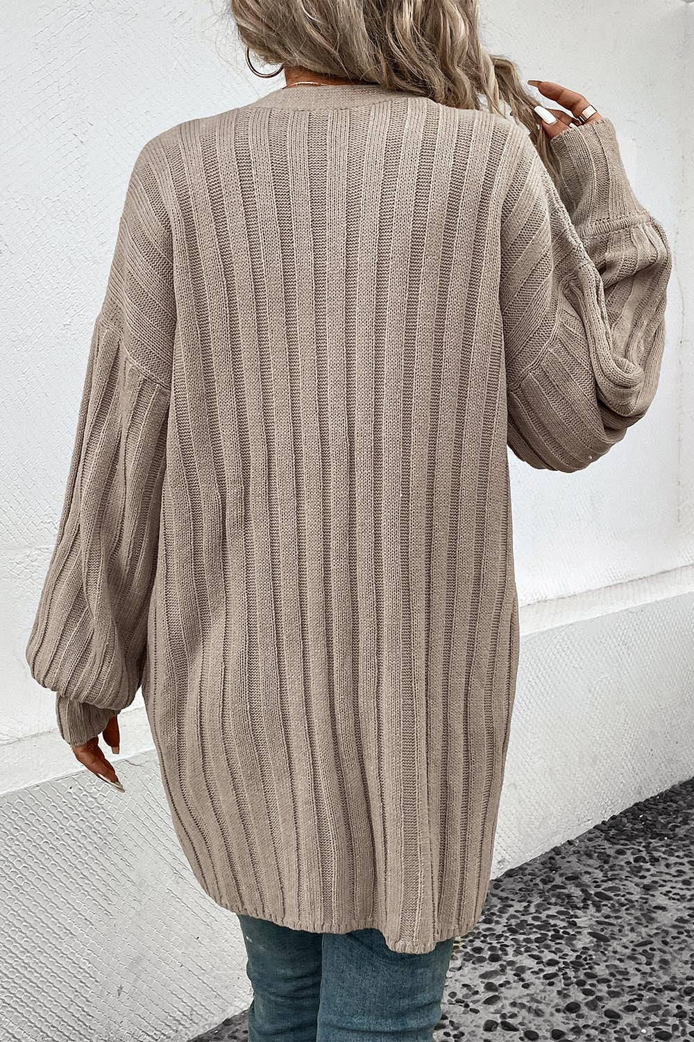 Women's Long Open Front Knit Cardigan with Pockets
