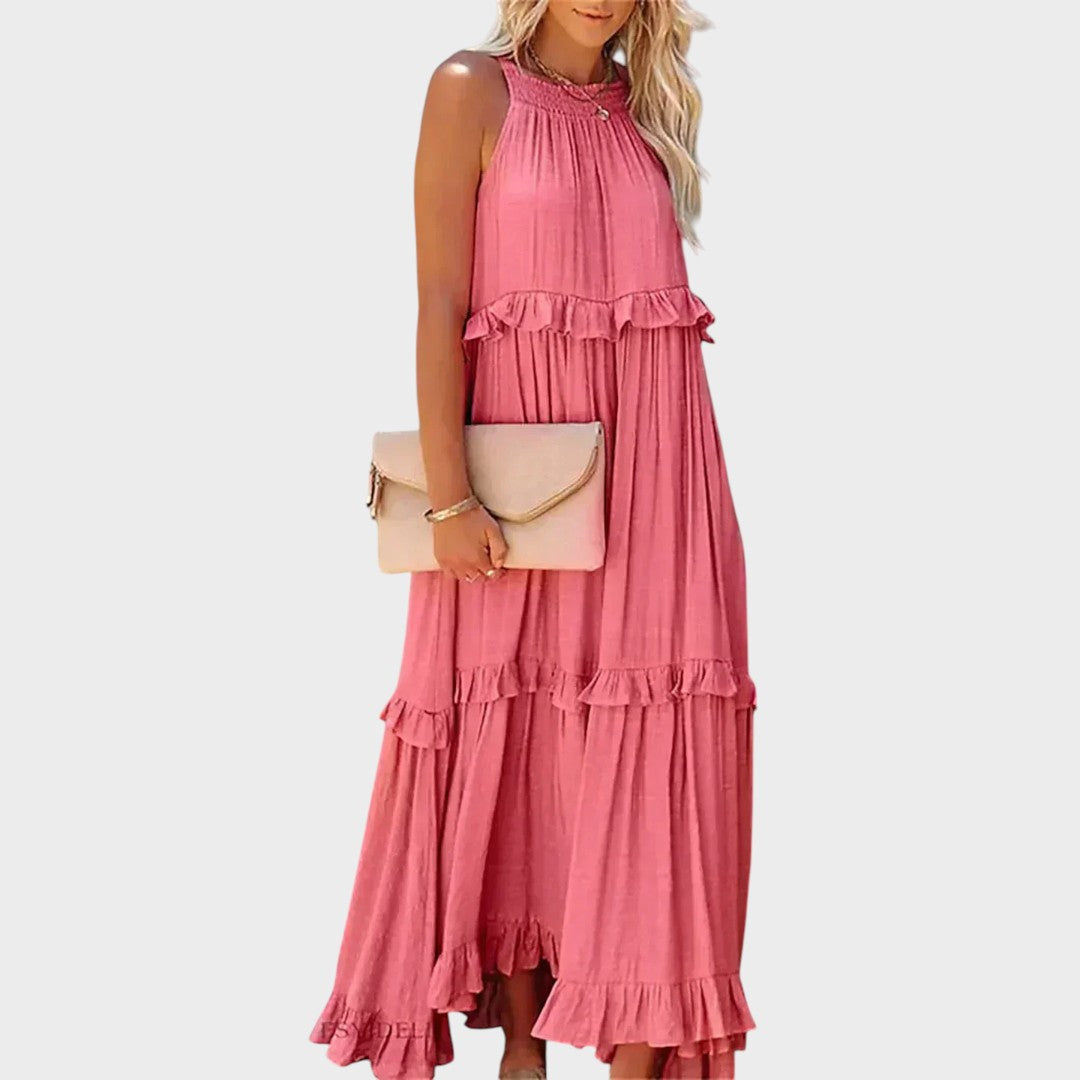 Women's Sleeveless Ruffle Trim Dress