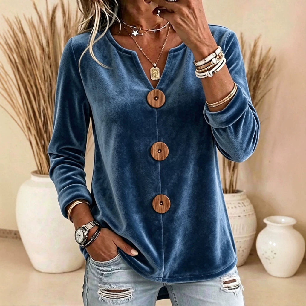 Women's Elegant Velvet V-Neck Top