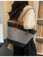 Women's Striped Woven Shoulder Bag