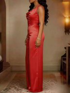 Women's Plus Size Cowl Neck Wide-Leg Jumpsuit