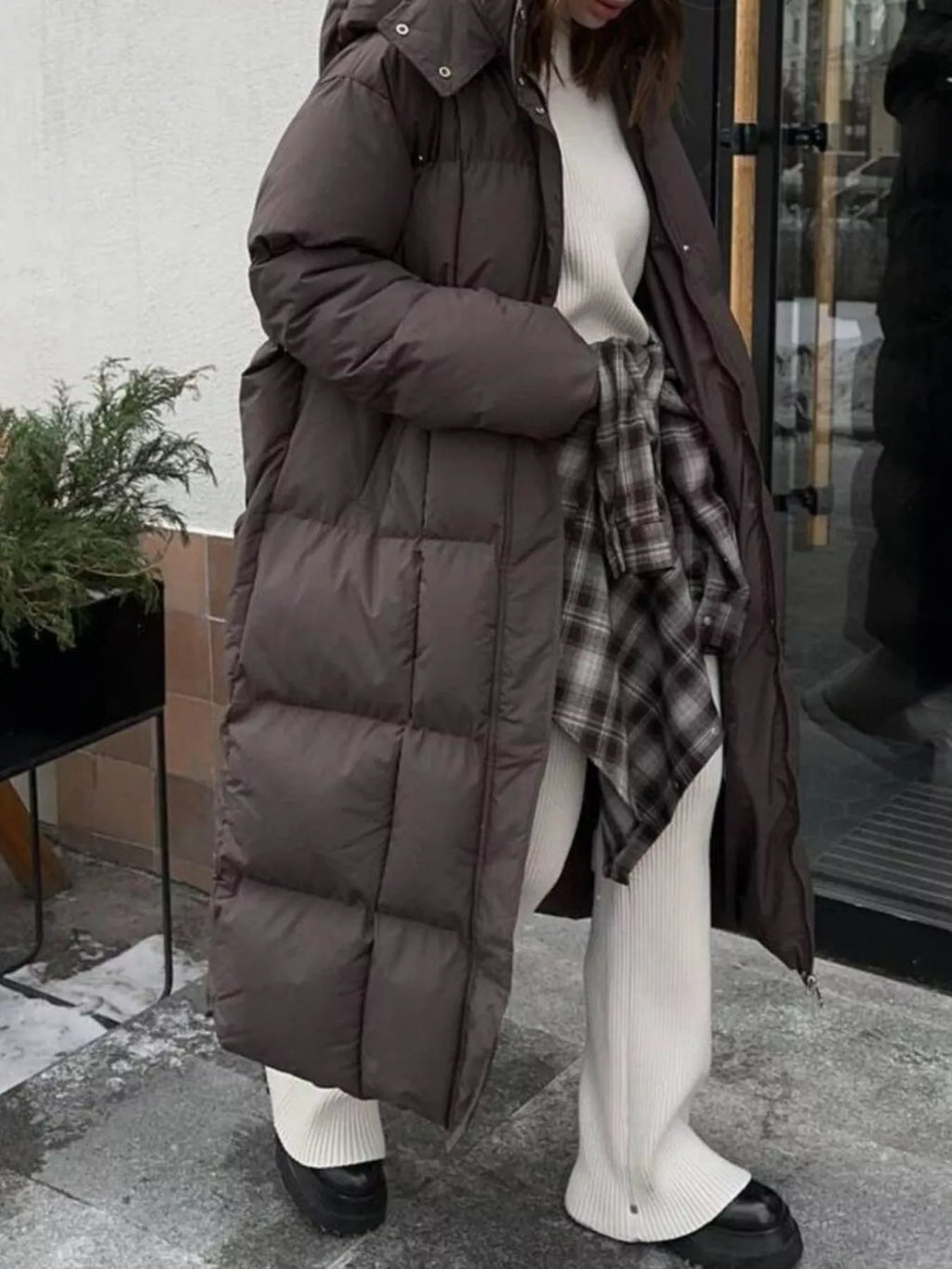 Women's Long Belted Puffer Coat