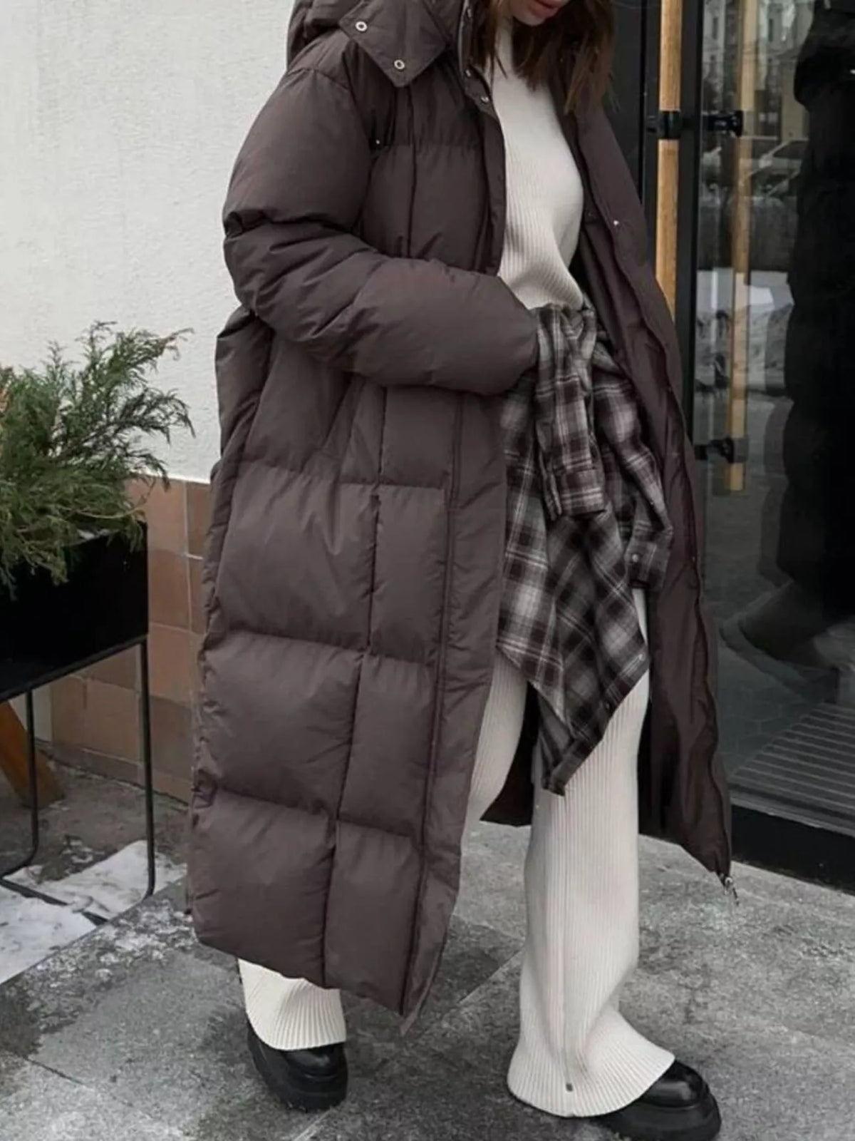 Women's Long Belted Puffer Coat