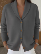 Women's Soft Knit Lapel Cardigan - Gray