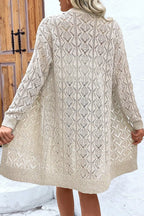 Women's Long Open-Knit Button-Up Cardigan