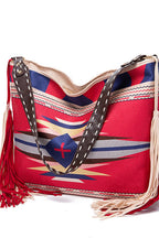 Women's Geometric Print Canvas Tote Bag - Red