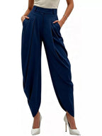 Women's High-Rise Flowy Wide-Leg Pants - Navy Blue