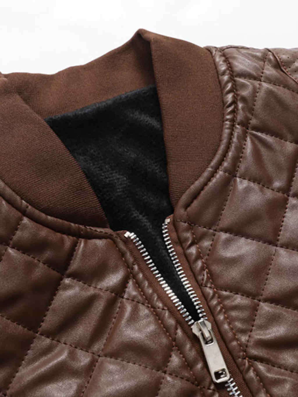 Men's Padded Faux Leather Bomber Jacket Plus Size