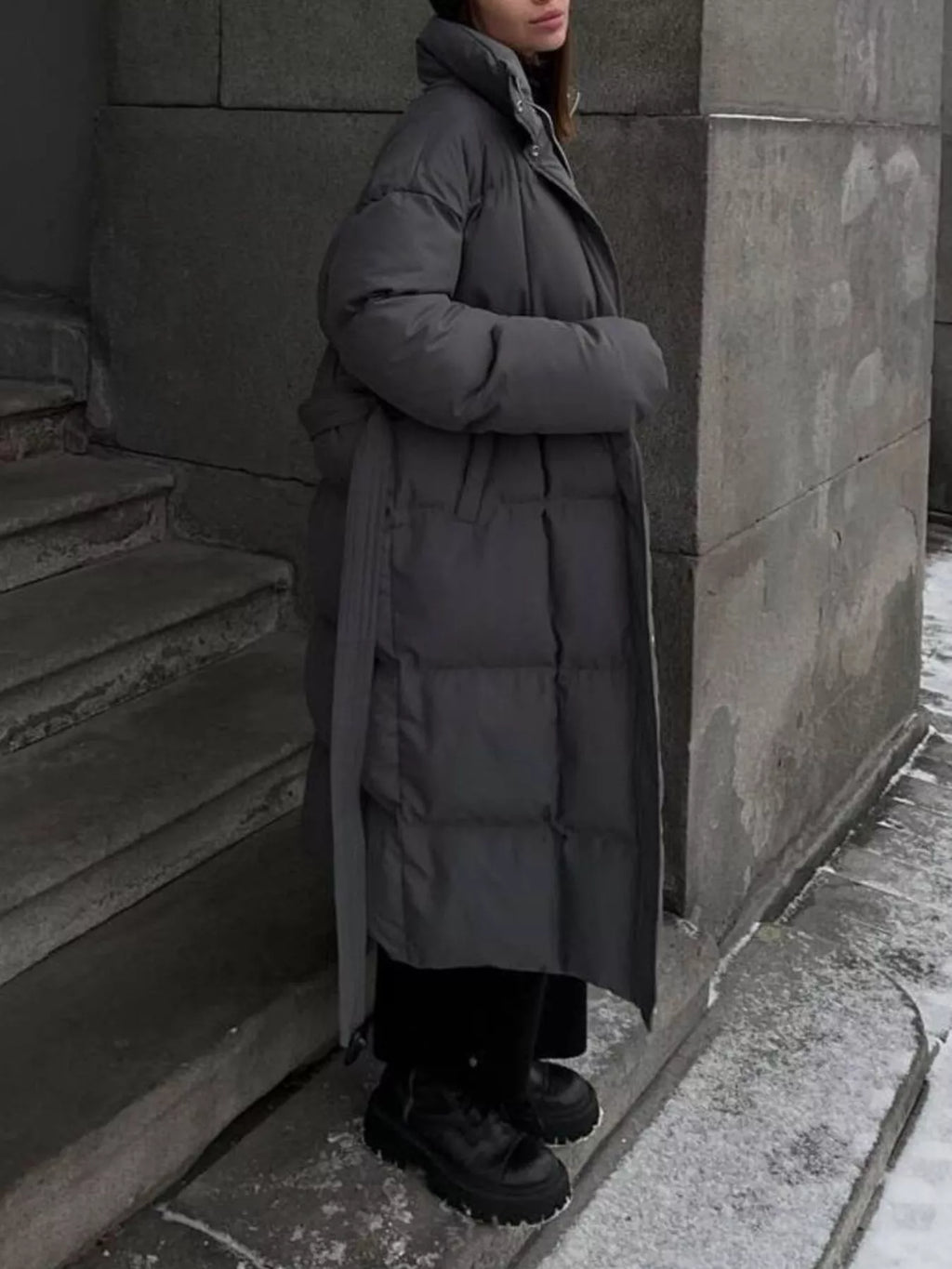 Women's Long Belted Puffer Coat