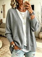 Women's Soft Knit Cardigan Coat - Gray
