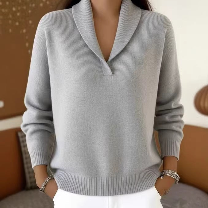 Women's Oversized V-Neck Batwing Sleeve Sweater