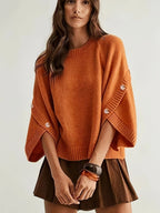 Women's Wool Crew Neck Sweater - Orange Red