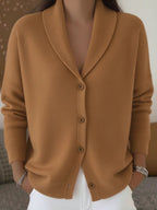 Women's Soft Knit Lapel Cardigan - Brown