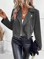 Women's Cropped Zip-Up Jacket - Gray
