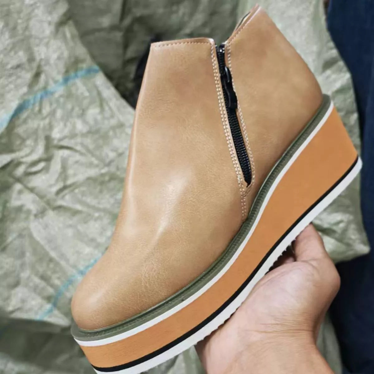 Women's Comfortable Platform Wedge Ankle Boots for Fall and Winter