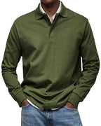 Men's Long Sleeve Polo Shirt - Dark Green