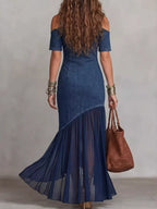 Women's Off-Shoulder Maxi Dress with Ruffle Hem