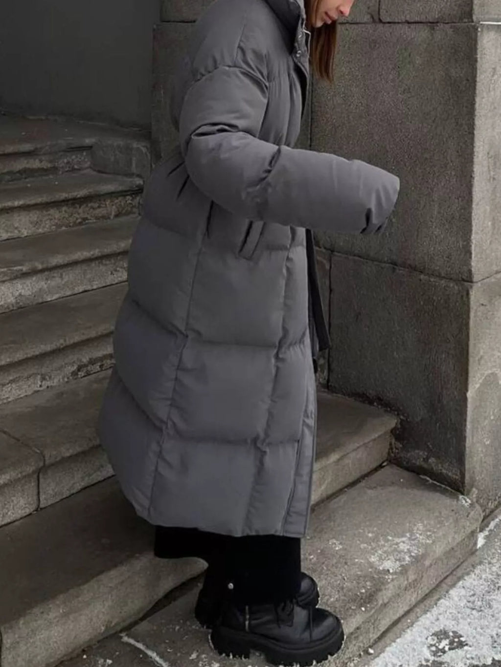 Women's Long Belted Puffer Coat