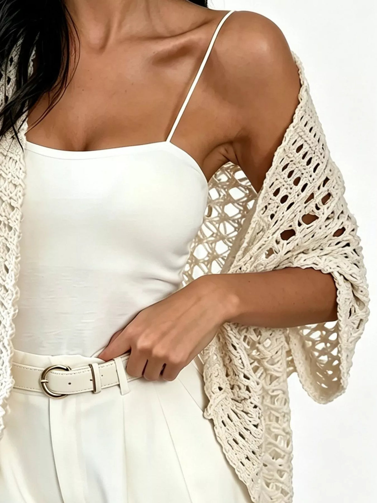 Women's Open Front Crochet Cardigan
