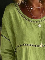 Women's Plus Size Cutout Crew Neck Top