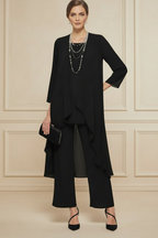 Women's 3-Piece Set Cardigan, T-Shirt and Pants - Black
