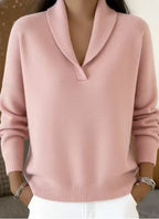 Women's Oversized V-Neck Batwing Sleeve Sweater - Pink
