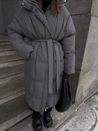 Women's Long Belted Puffer Coat