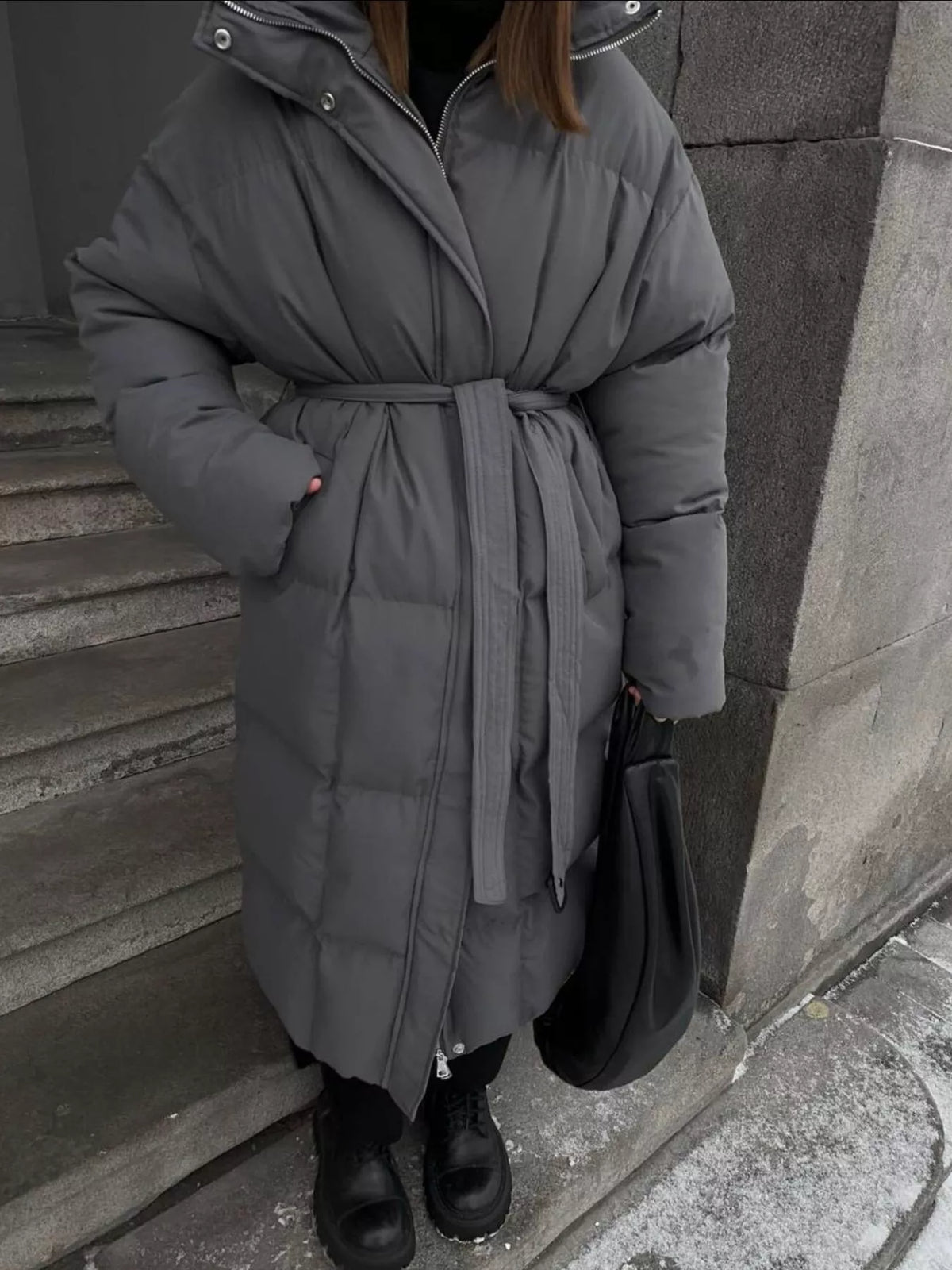Women's Long Belted Puffer Coat