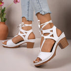 Women's Lace-Up Block Heel Sandals