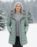 Women's Long Padded Winter Coat - Light Green