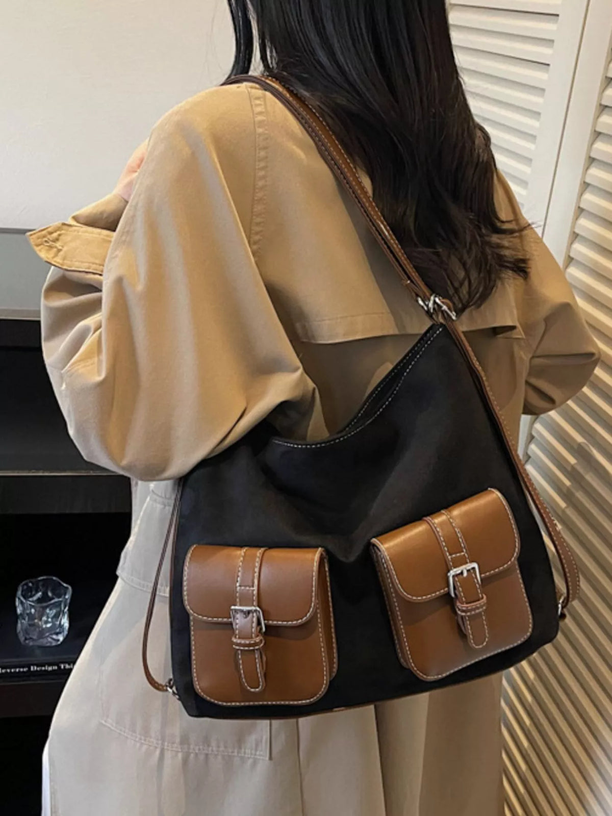Women's Buckle Shoulder Bag with Pocket