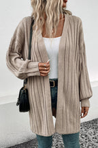 Women's Long Open Front Knit Cardigan with Pockets