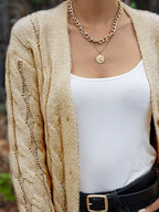 Women's Chunky Cable Knit Button-Up Cardigan