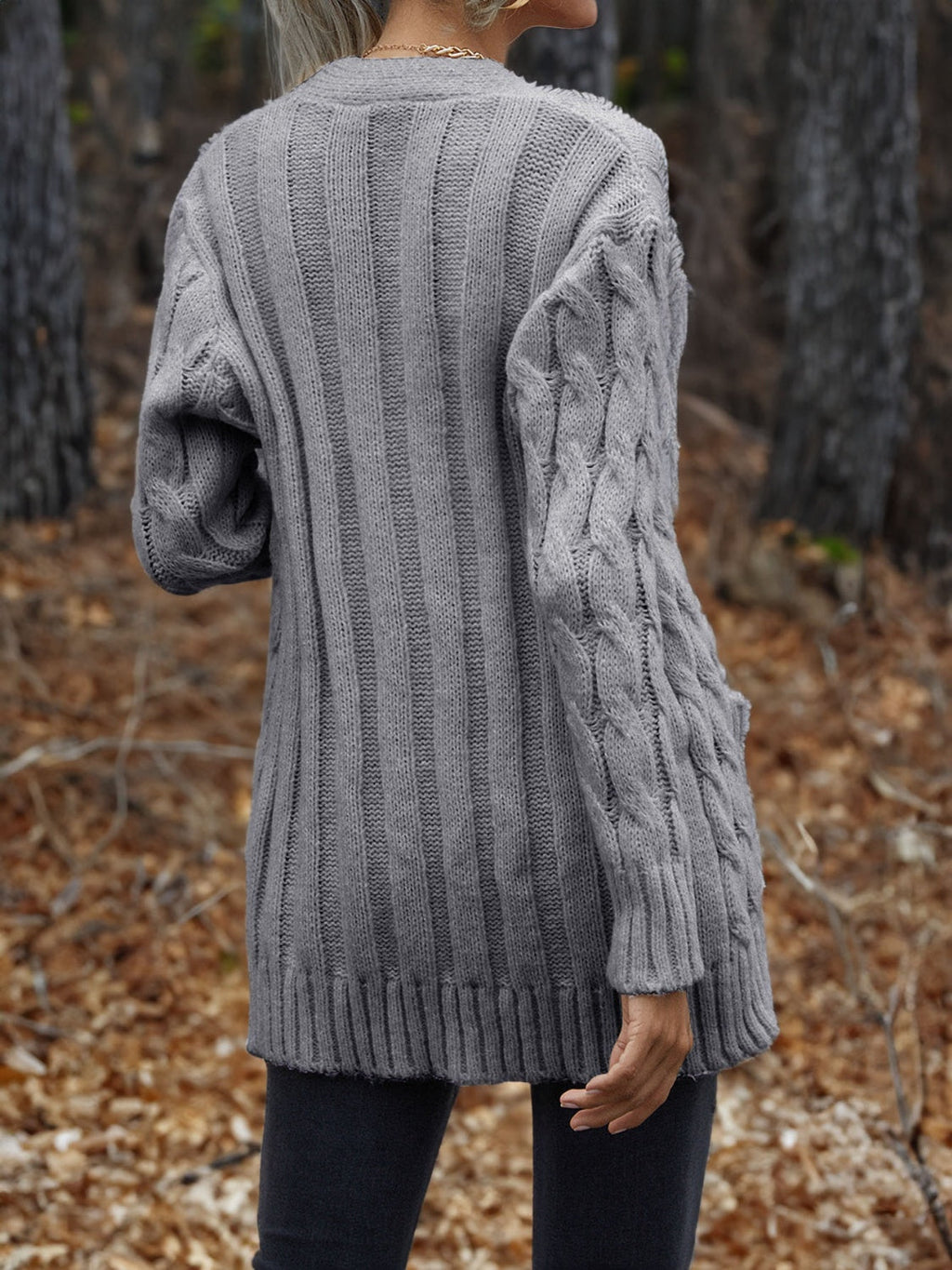 Women's Chunky Cable Knit Button-Up Cardigan