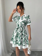 Women's Printed Button-Front Mini Dress