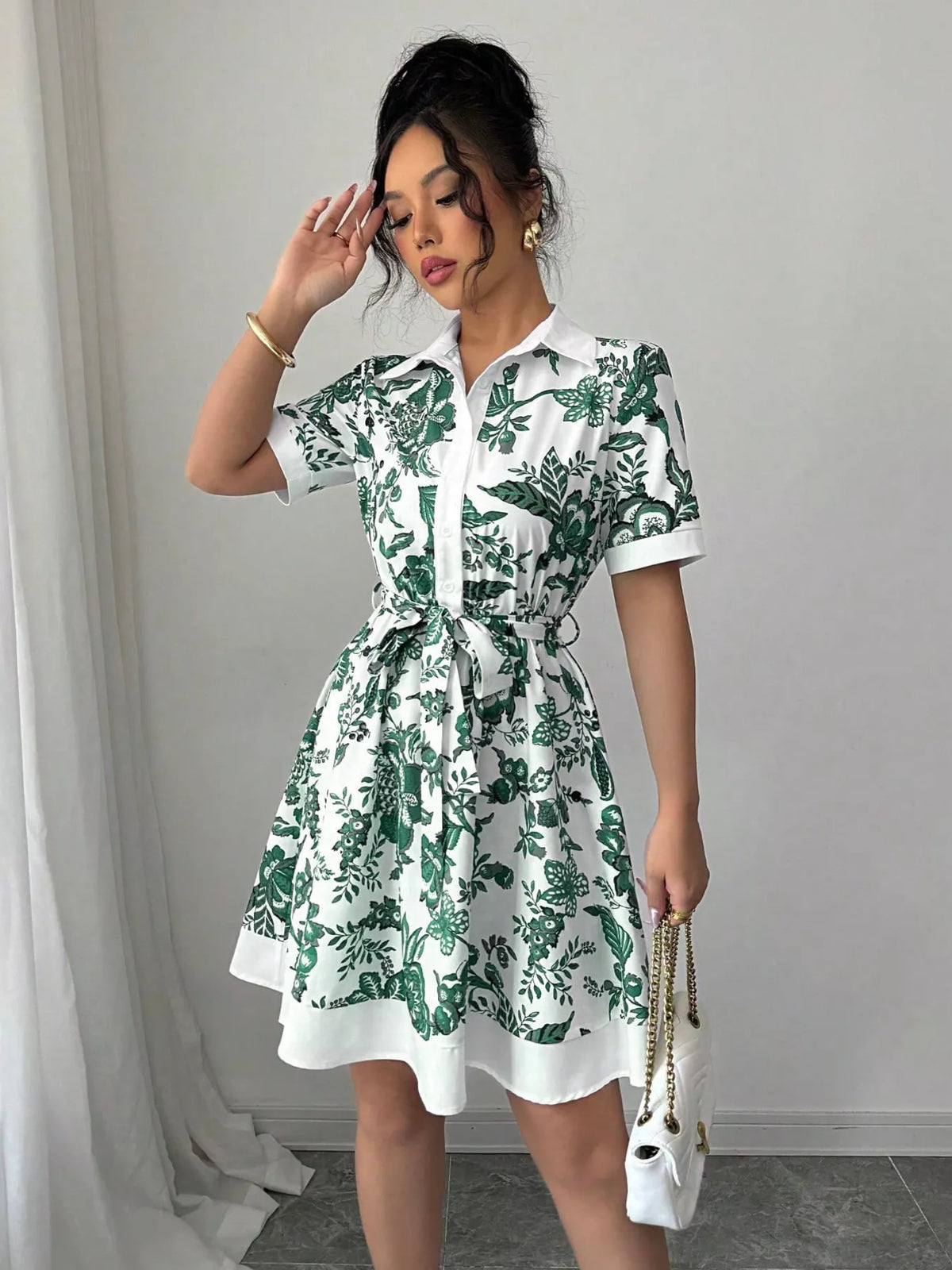 Women's Printed Button-Front Mini Dress