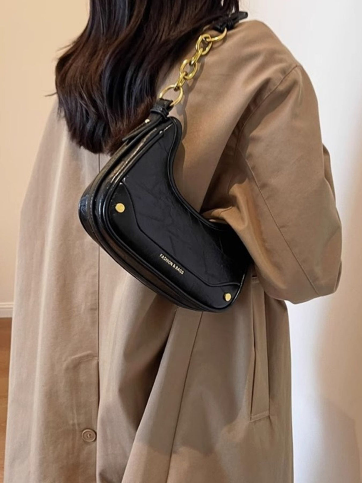 Women's Shoulder Bag with Chain Detail