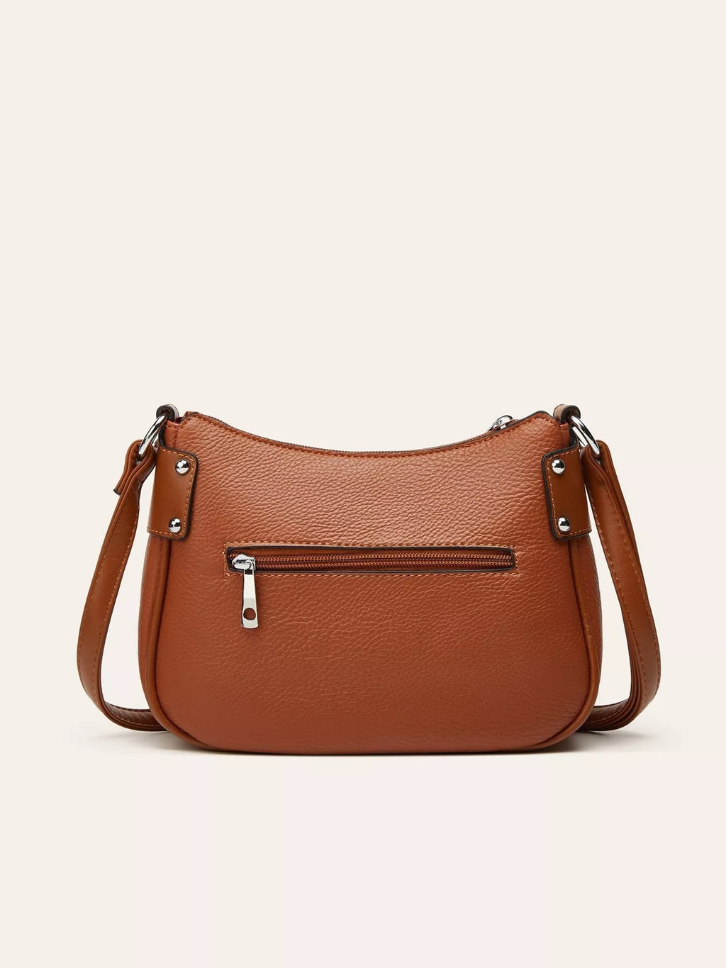 Women's Leather Crossbody Bag with Decorative Tassel