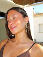 Women's Gold Hammered Oval Cascade Earrings