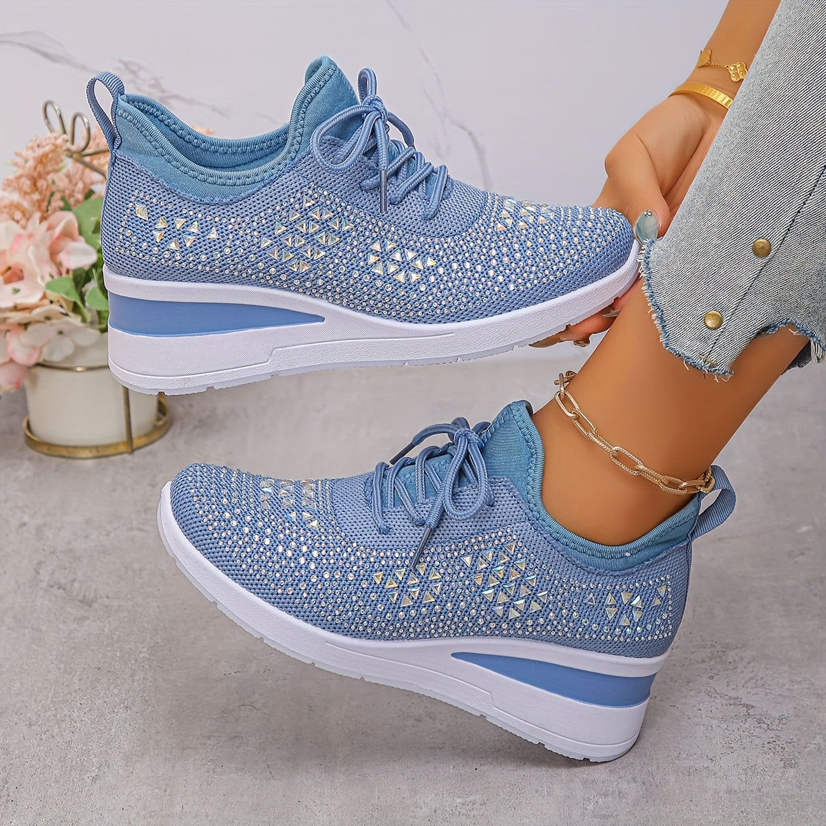 Women's Orthopedic Walking Sneakers Comfortable All-Day Wear - Blue