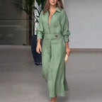 Women's Elegant Shirt Dress - Green
