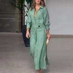 Women's Elegant Shirt Dress - Light Green
