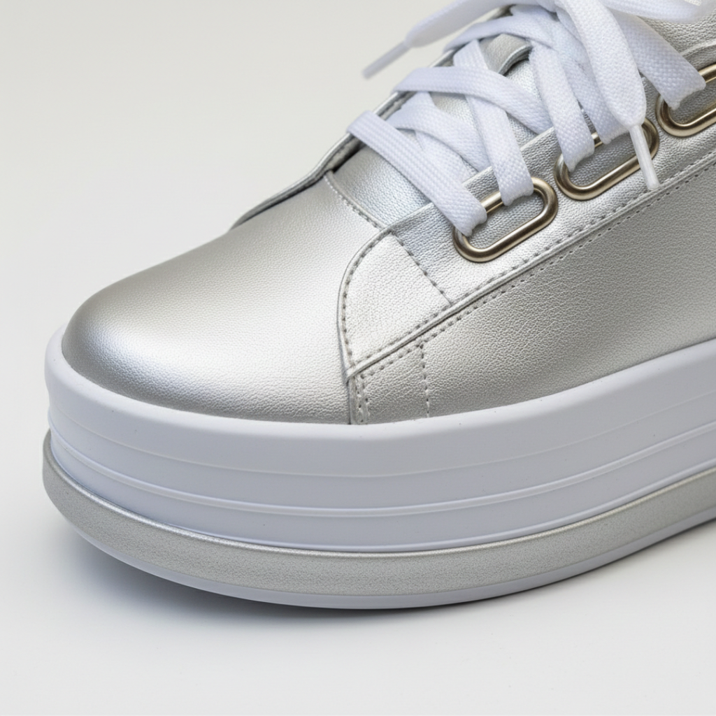 Women's Casual Platform Sneakers with Metal Eyelets