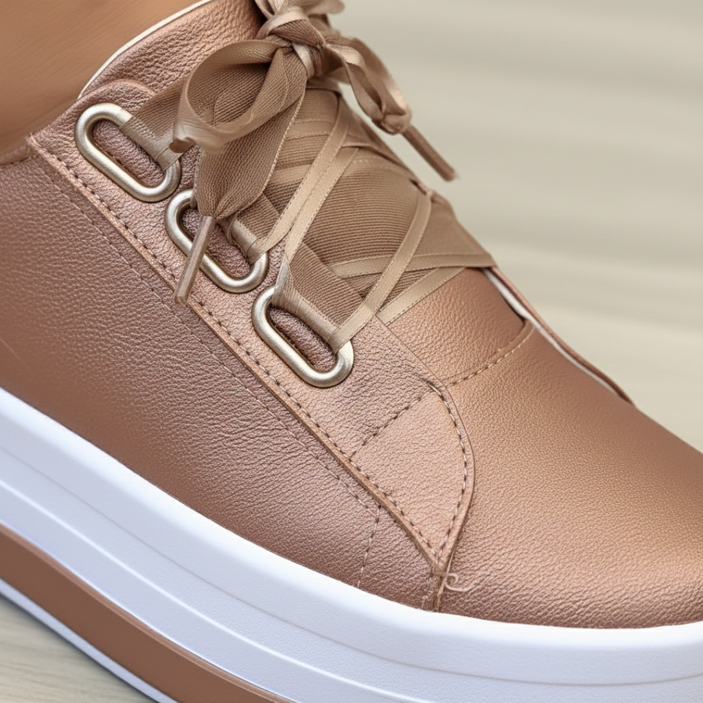 Women's Casual Platform Sneakers with Metal Eyelets