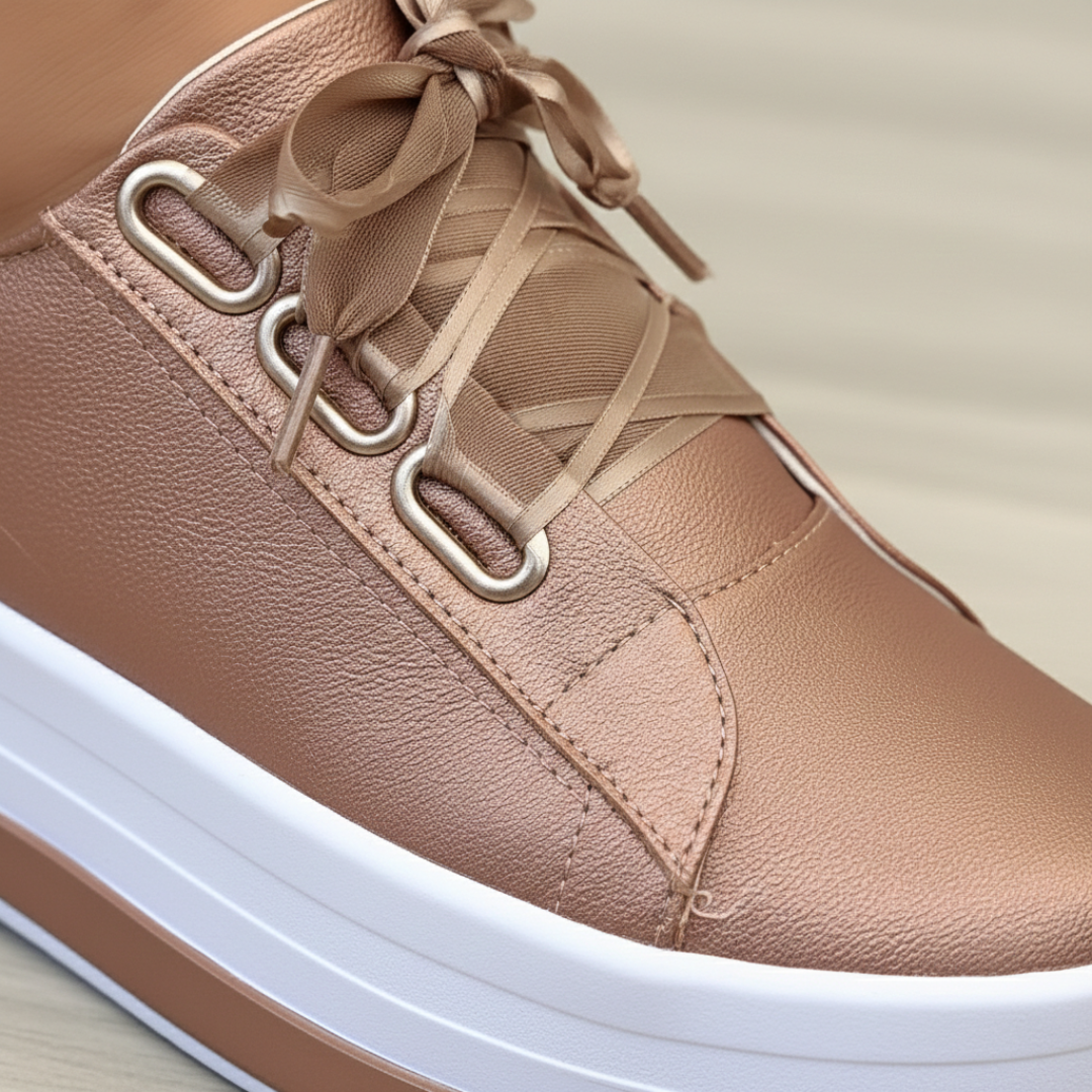 Women's Casual Platform Sneakers with Metal Eyelets