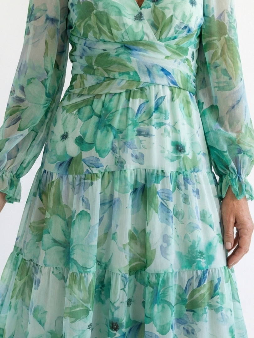 Women's Floral Long Sleeve Maxi Dress