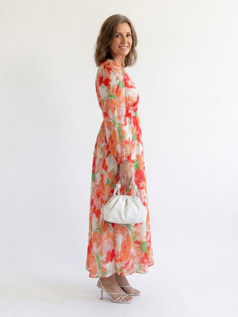 Women's Floral Long Sleeve Maxi Dress